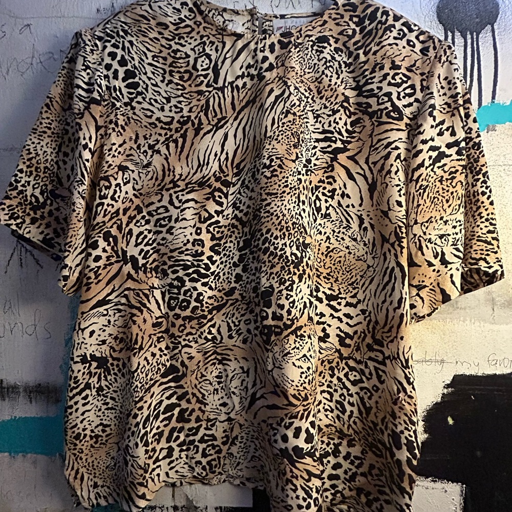 Vintage pure silk Leopard Print Blouse